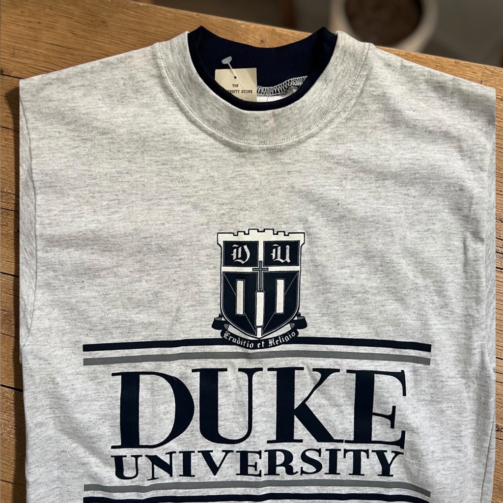 Rare Deadstock 90s Duke Blue Devils University Crest Tee Cotton Exchange Usa L